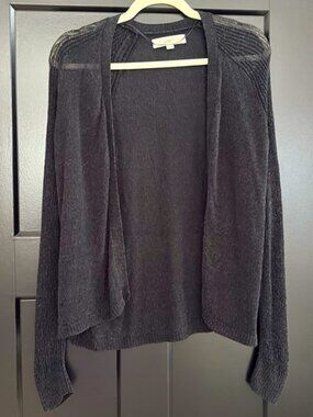 LOFT Black Open-Front Long sleeve Ribbed Cardigan Sweater. Size Small